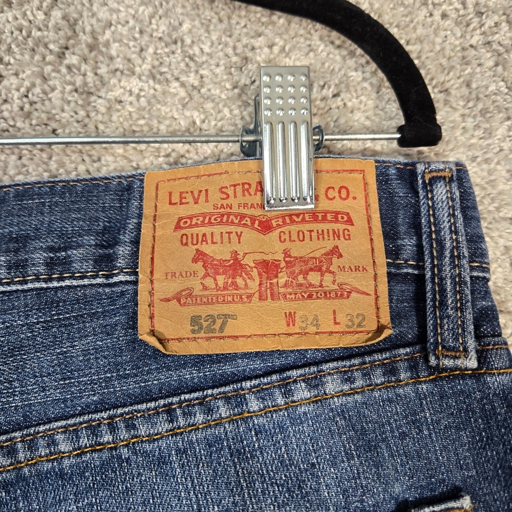 Levis 527 Jeans Mens 34x32 Blue Bootcut Slim 100% cotton - Picture 3 of 10